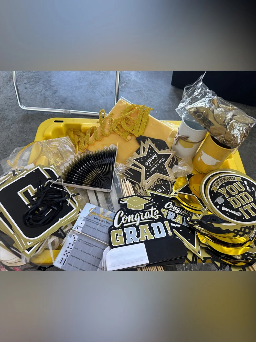 Graduation Party Supplies Pack - Gold, Yellow, Silver & Black plus more